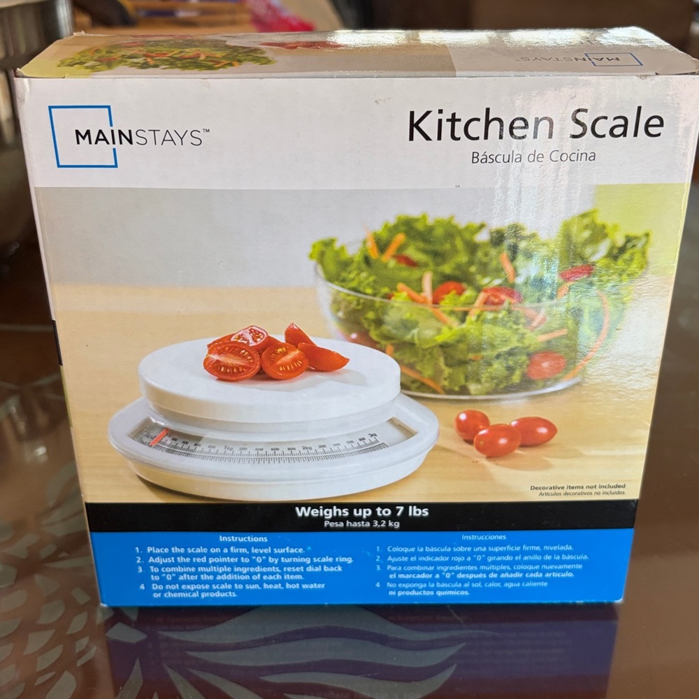 Mainstays Kitchen Scale 33652 Weighs Up To 7 Pounds Removable Bowl Included